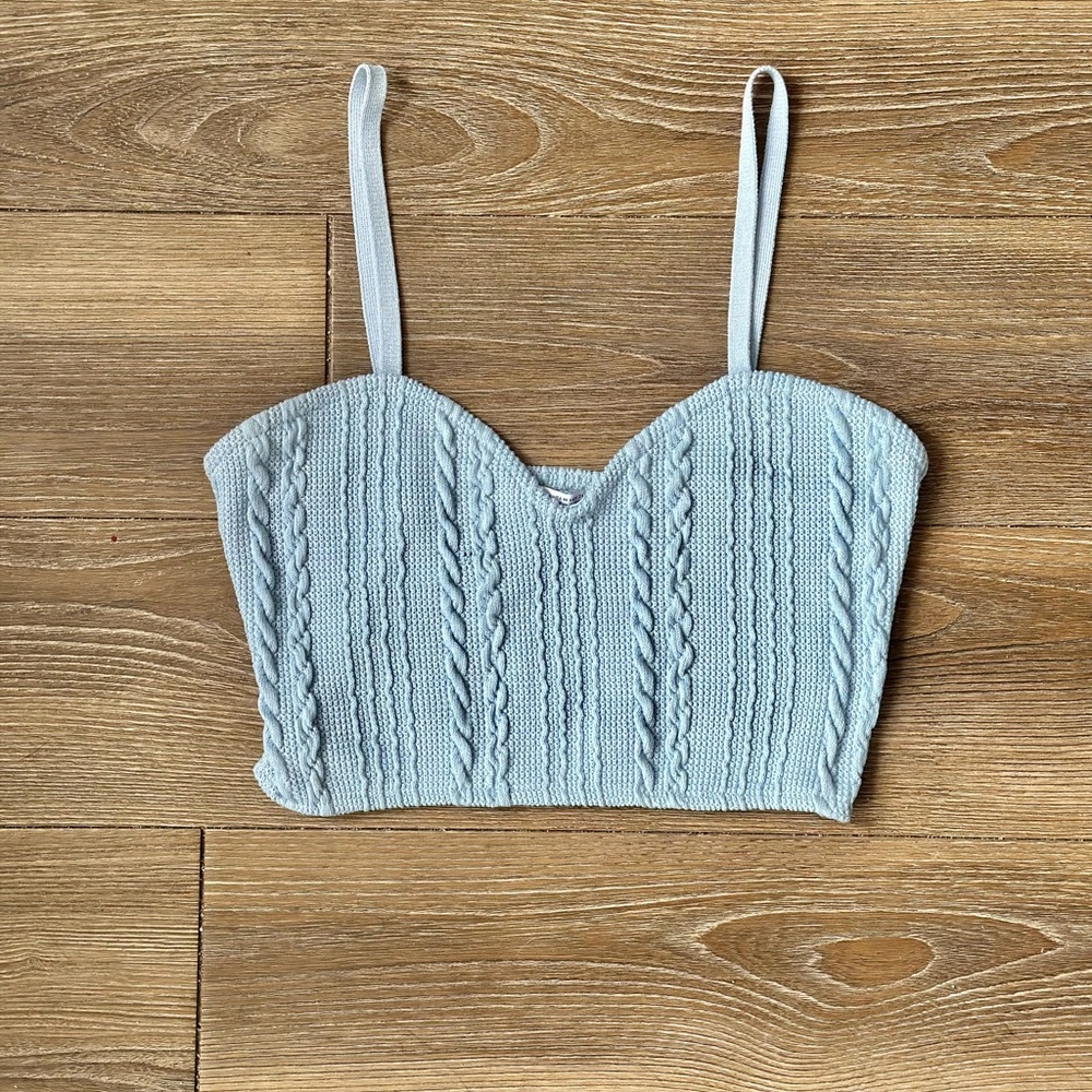 Baby Blue Zara Spaghetti Strap Crop Top - Picture 2 of 5